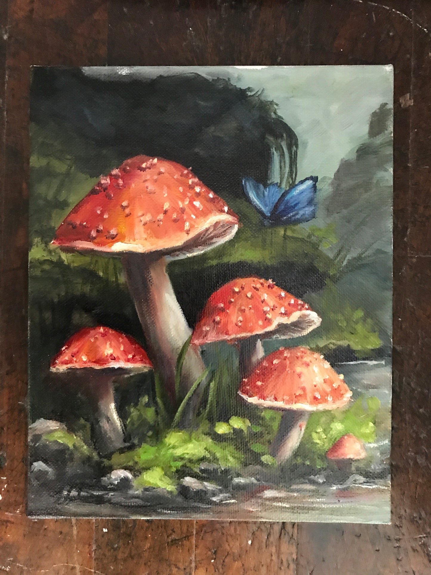 "Magical Mushrooms" Original Oil Painting 8x10"
