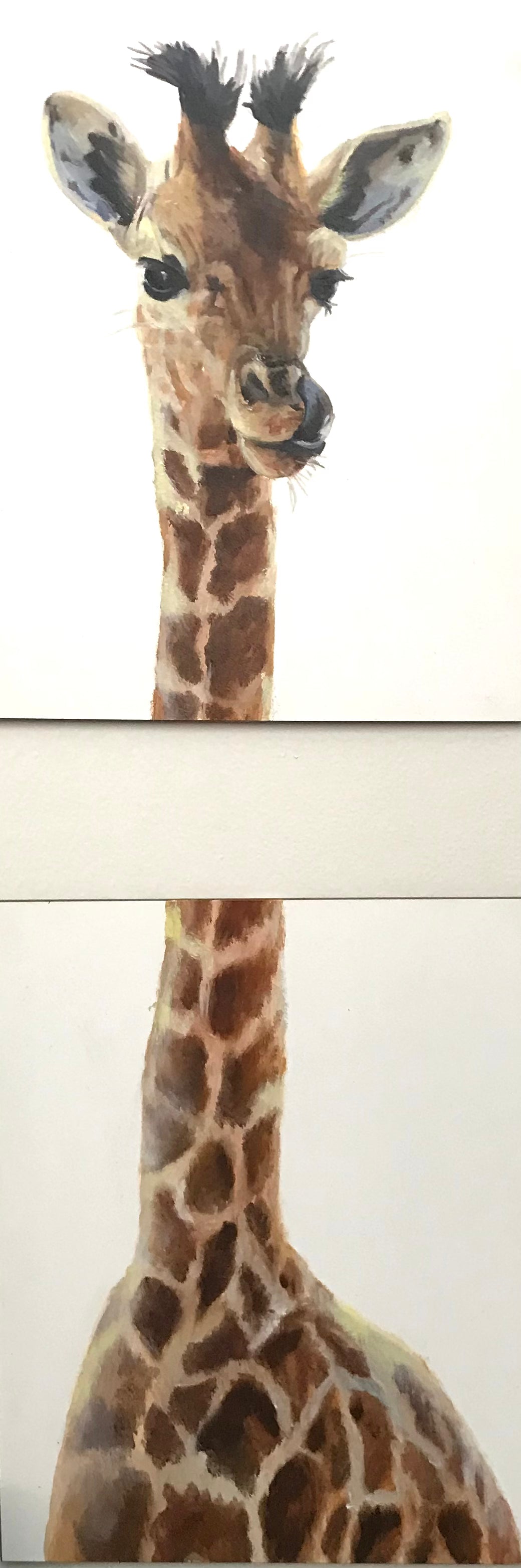 "Long-Neck Giraffe" original oil painting 2 - 8"x 10"