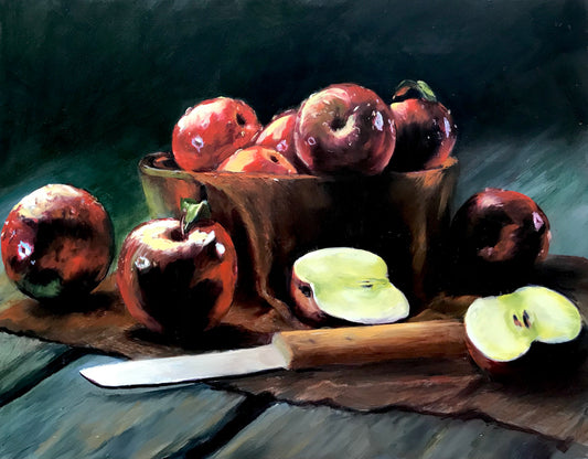 "Apples In a Bowl" Original Oil Painting 11x14"