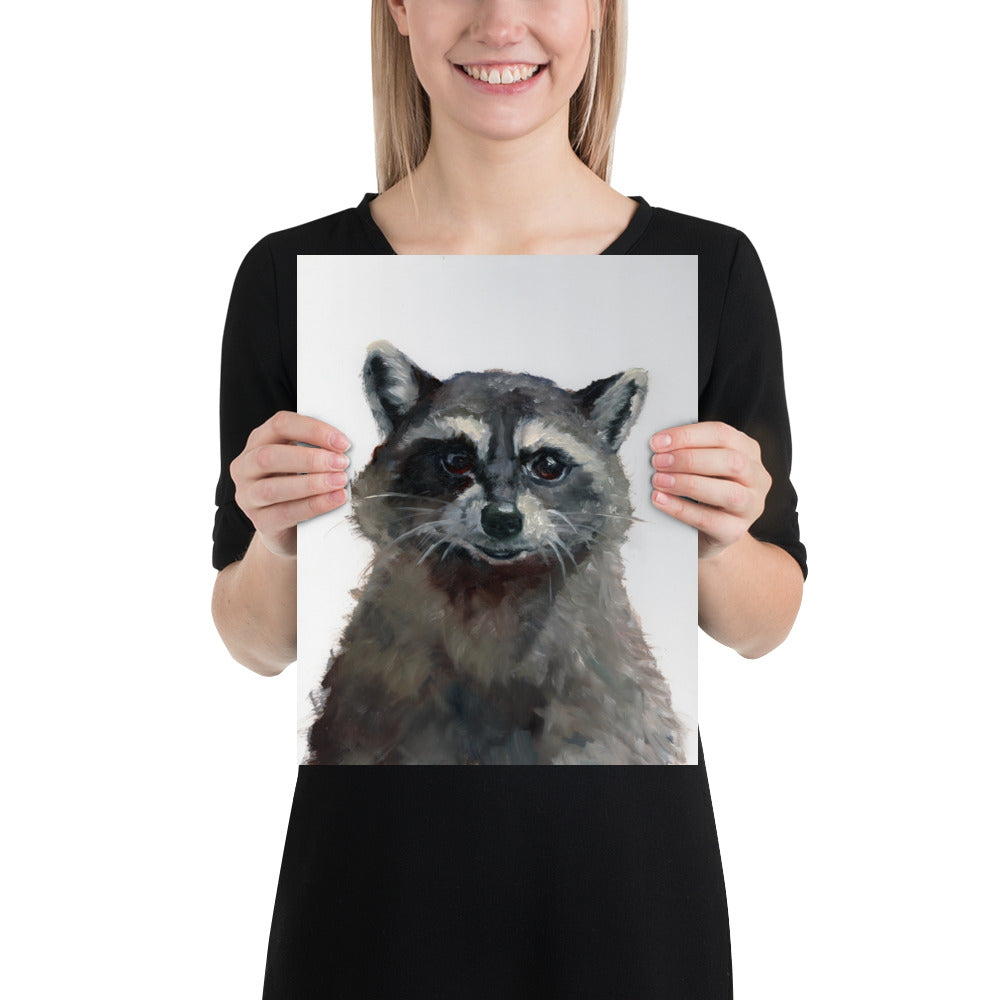 Gaze of Mischief: Raccoon's Encounter"  Raccoon Art Print on Premium Luster Photo Paper