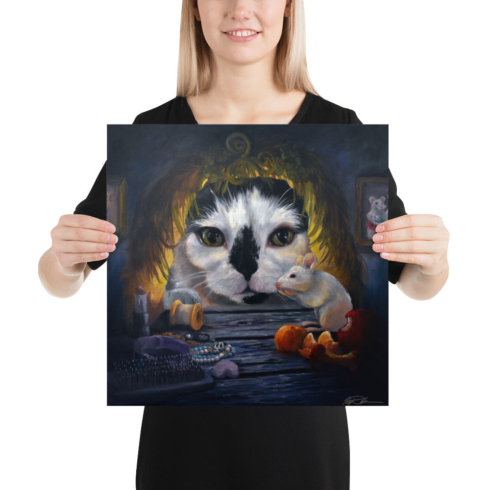 "Are You Trapped or Safe" Cat and Mouse Print On Premium Luster Photo Paper