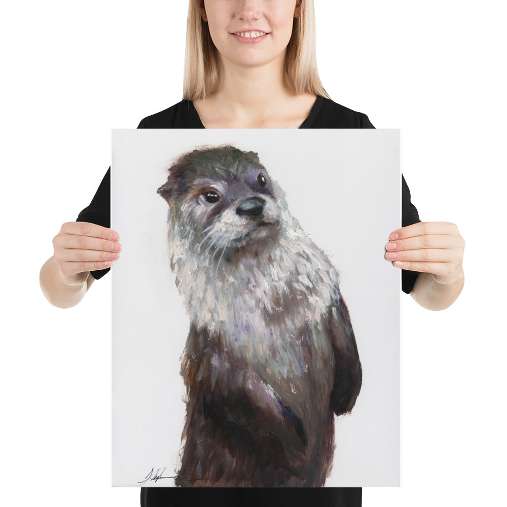 "Reflective Encounter" Otter Artwork Print on Premium Photo Paper