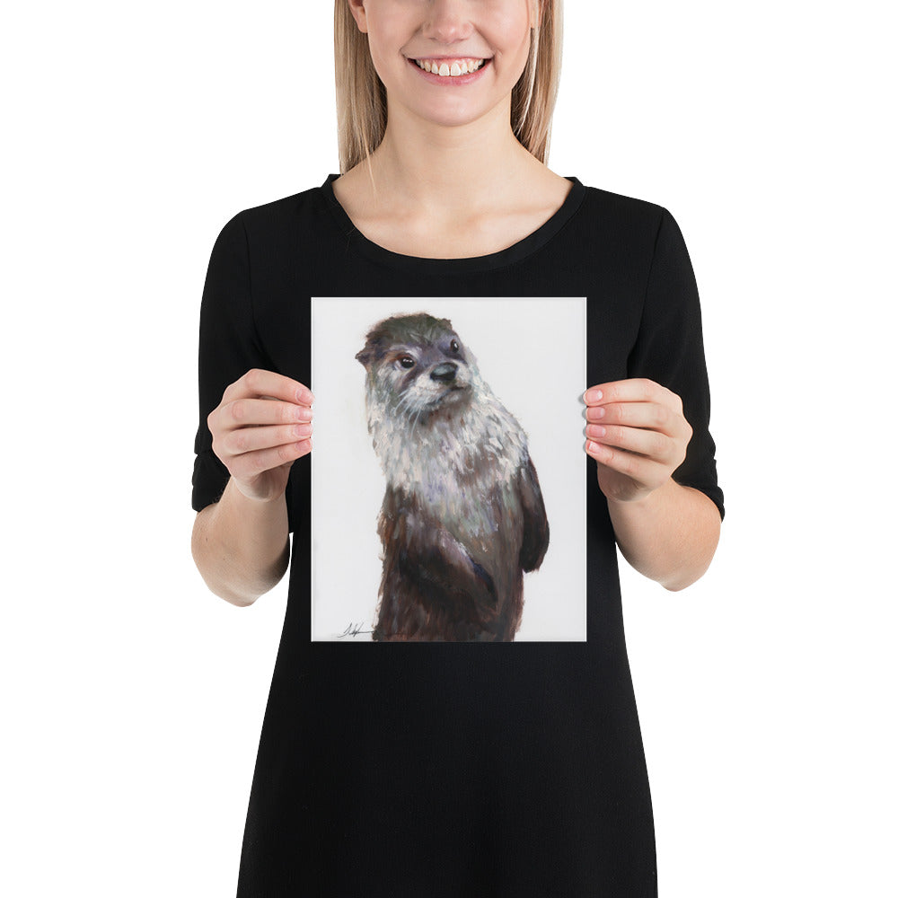 "Reflective Encounter" Otter Artwork Print on Premium Photo Paper