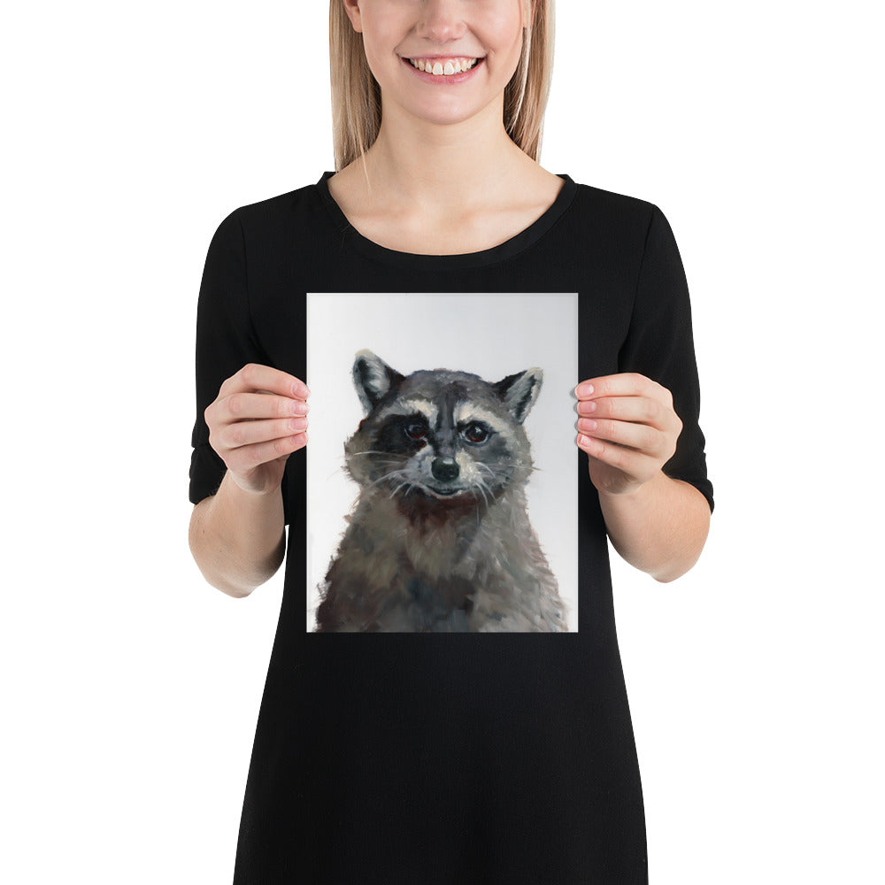 Gaze of Mischief: Raccoon's Encounter"  Raccoon Art Print on Premium Luster Photo Paper