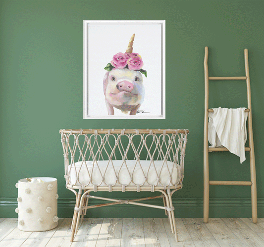 Pig Unicorn Framed Premium Print on Canvas