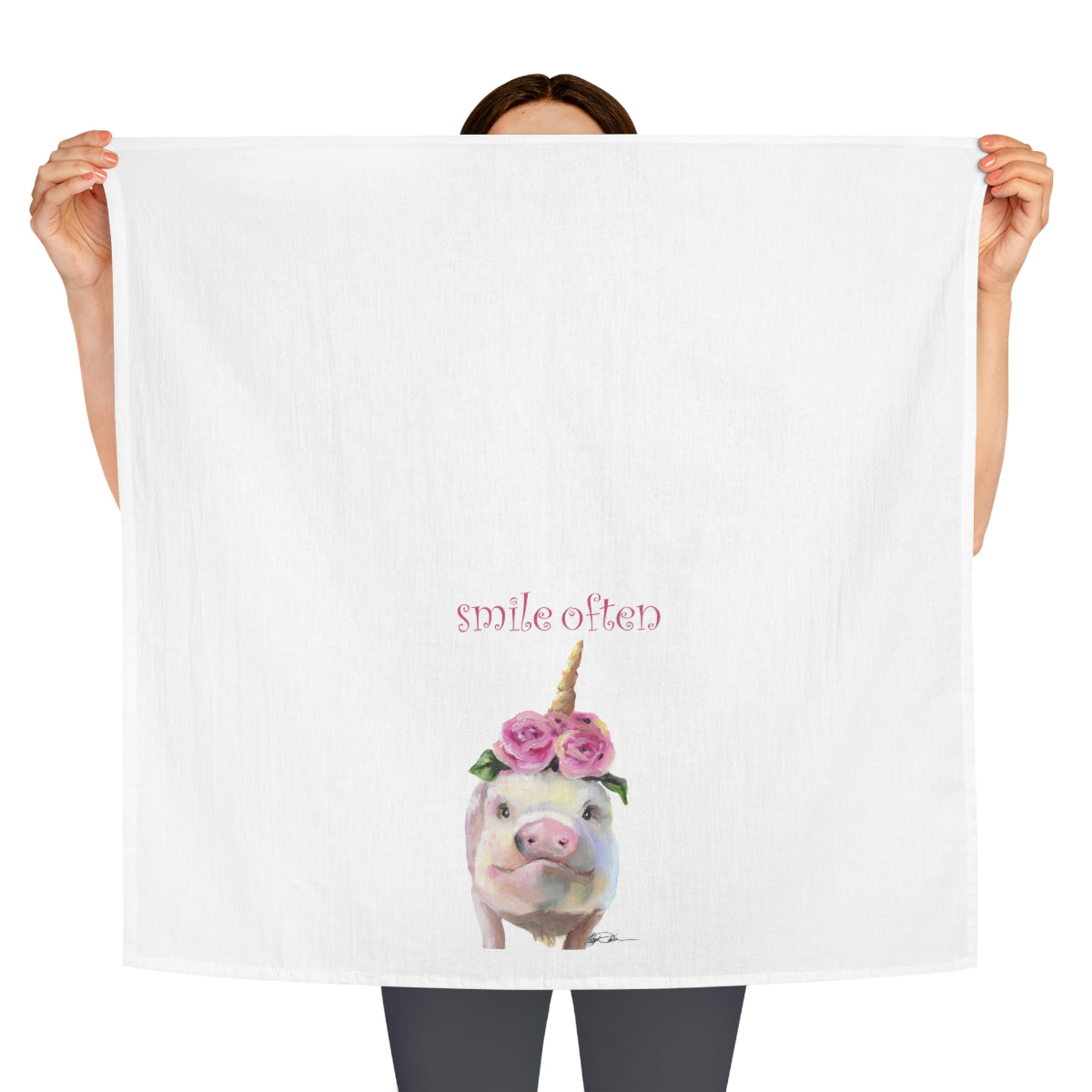 Pig Unicorn Tea Towel