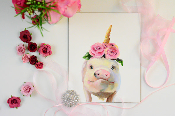 Original Oil Painting "Pigicorn" 8x10"