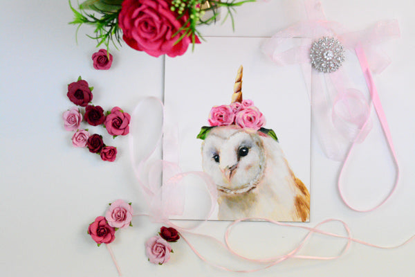 Original Oil Painting "Owlicorn" 8x10"