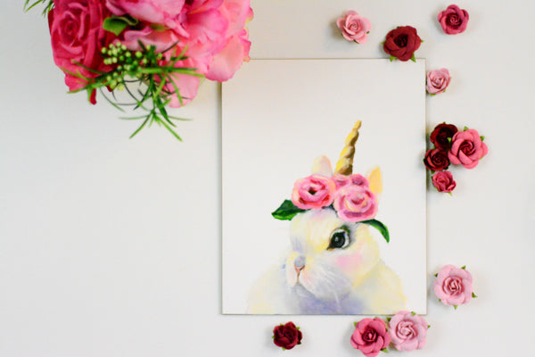 Original Oil Painting "Bunnicorn" 8x10"
