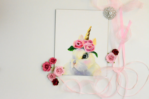 Original Oil Painting "Bunnicorn" 8x10"