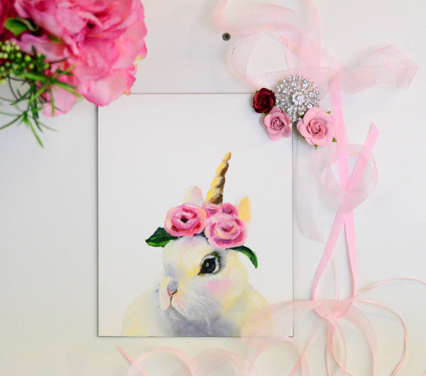 Original Oil Painting "Bunnicorn" 8x10"