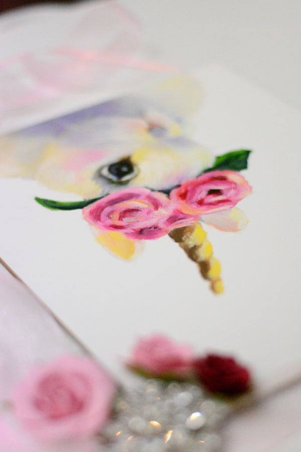 Original Oil Painting "Bunnicorn" 8x10"