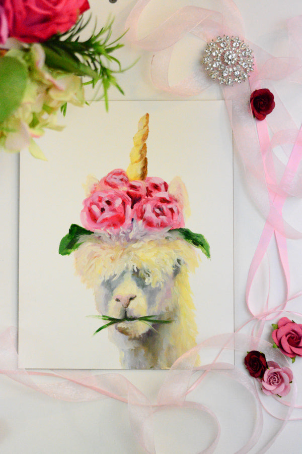 Original Oil Painting "Llamacorn" 8x10"