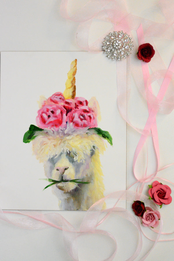 Original Oil Painting "Llamacorn" 8x10"