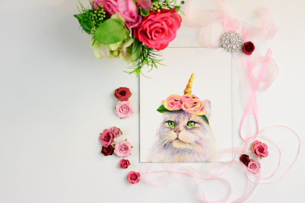 Original Oil Painting "Caticorn" 8x10"