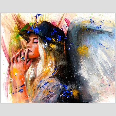 An 11x14" limited edition print of an angel praying in the chaos. This artwork represents one of the 5 stages of grief - bargaining.