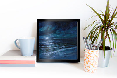 "Ocean Night" Original Oil Painting 6" x 6"
