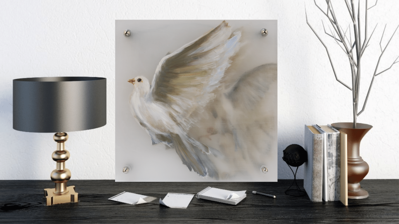 "Hope" original oil painting on a 12" x 12" clear acrylic panel