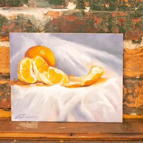 "Orange Still Life" original oil painting 8x10"