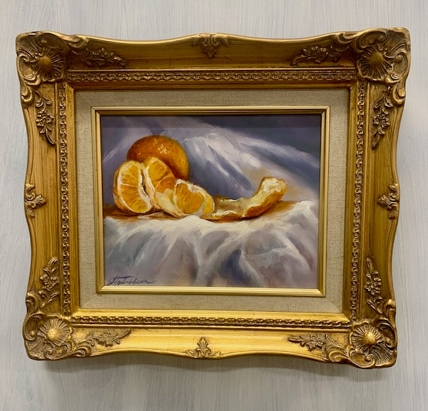 "Orange Still Life" original oil painting 8x10"