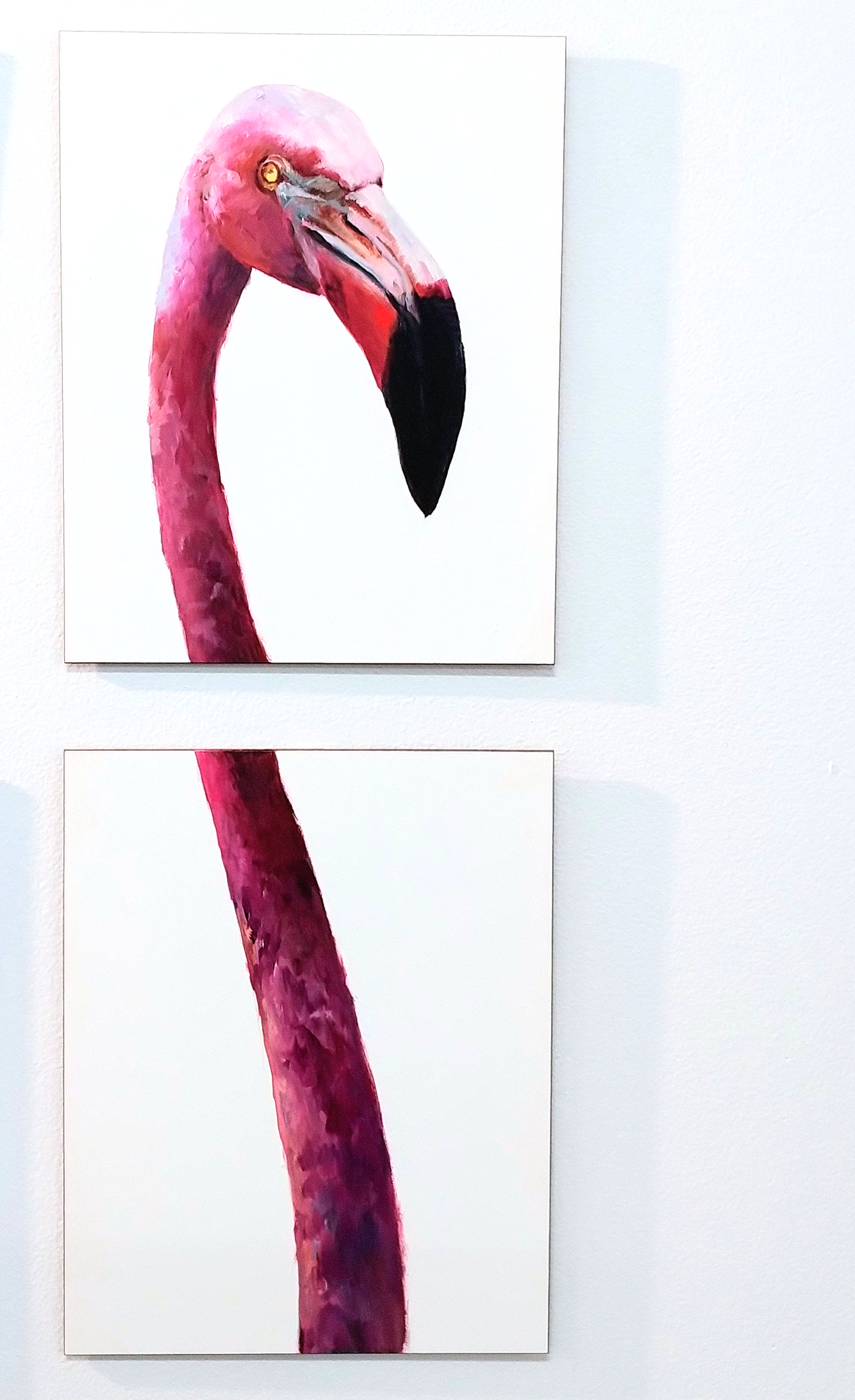 "Long-Neck Flamingo" original oil painting 2 - 8" x 10"