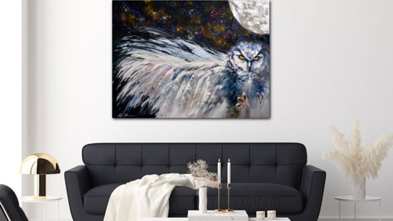 The Fierce Owl Warrior (12×16 in) Canvas Art Print - Unique Owl