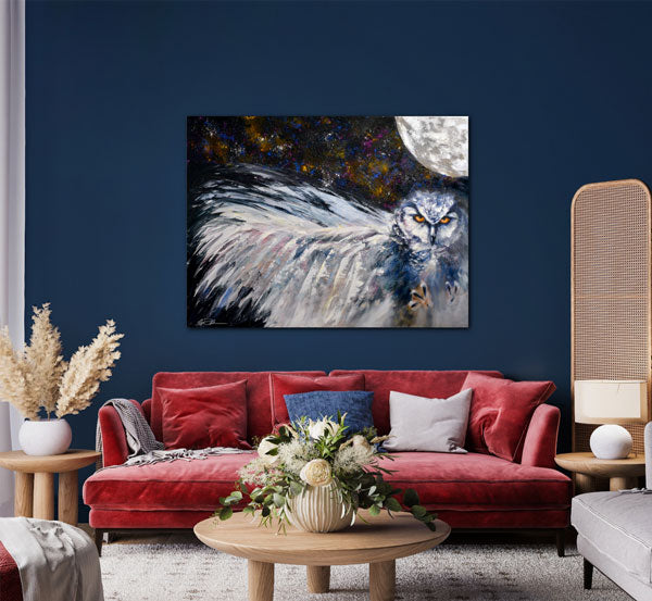Original Owl Oil Painting "Fierce and Focused" - 48x36"