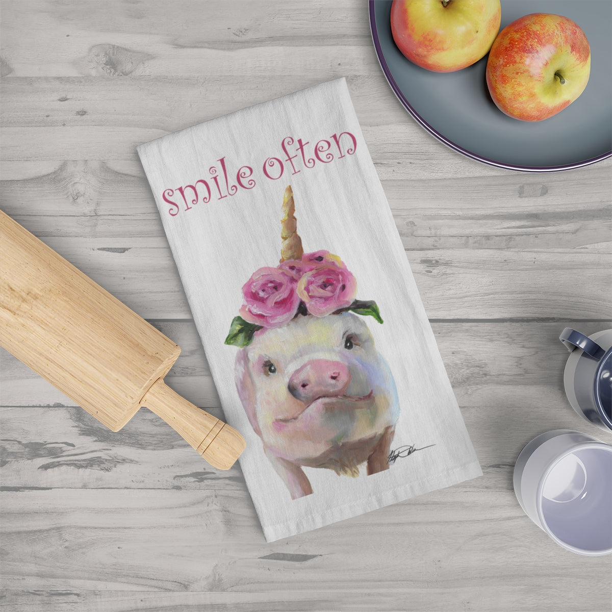 Pig Unicorn Tea Towel