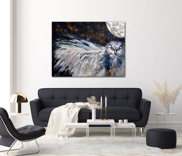 Original Owl Oil Painting "Fierce and Focused" - 48x36"