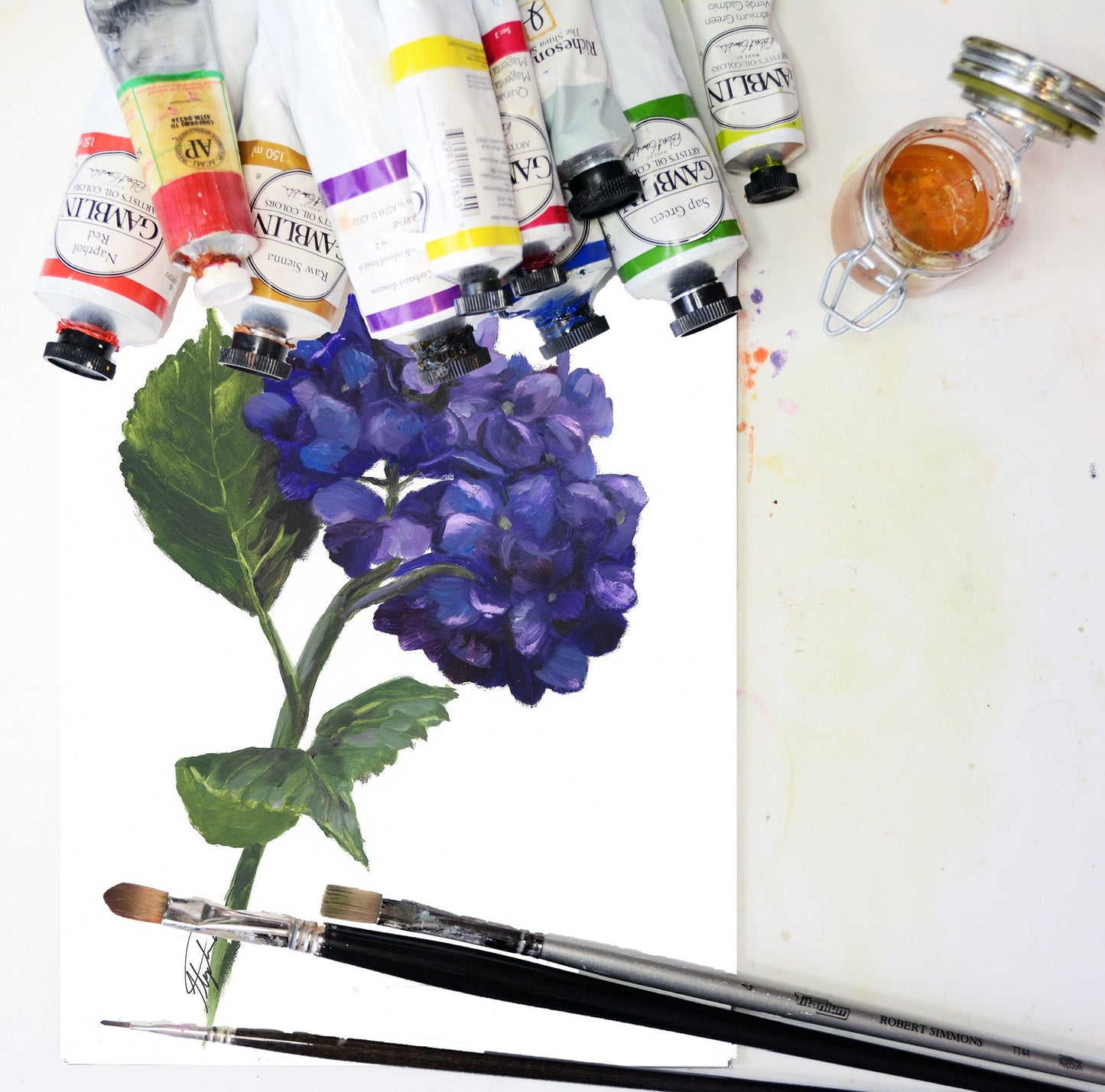 Purple Hydrangea 8x10" Original Oil Painting