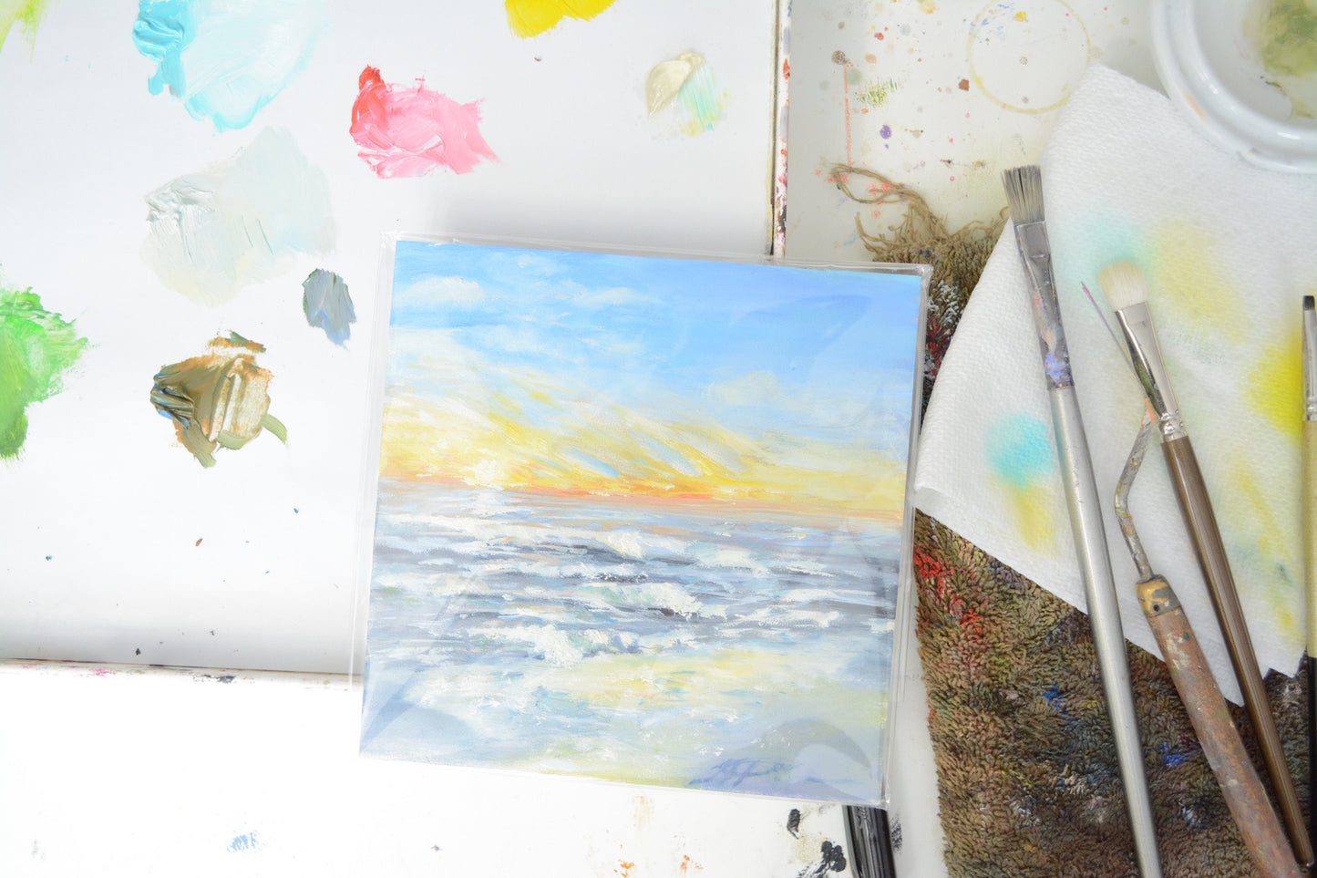 "Sunrise I" Original Oil Painting 6" x 6"