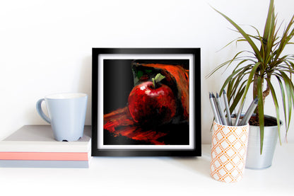 "Apple Artwork - Rich Ruby Red Apple" Original Oil Painting 6" x 6"