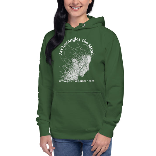 Unisex Hoodie for creatives "Art Untangles The Mind". Apparel and gifts for artists