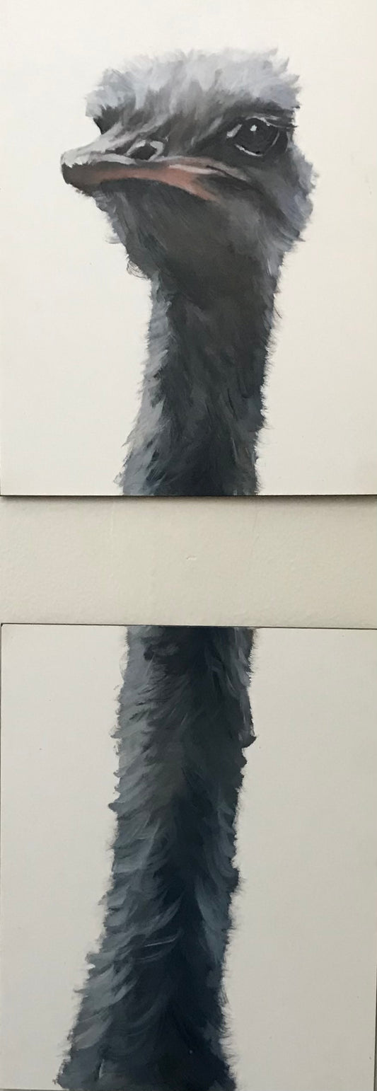"Long-Neck Ostrich" original oil painting 2 - 8" x 10"