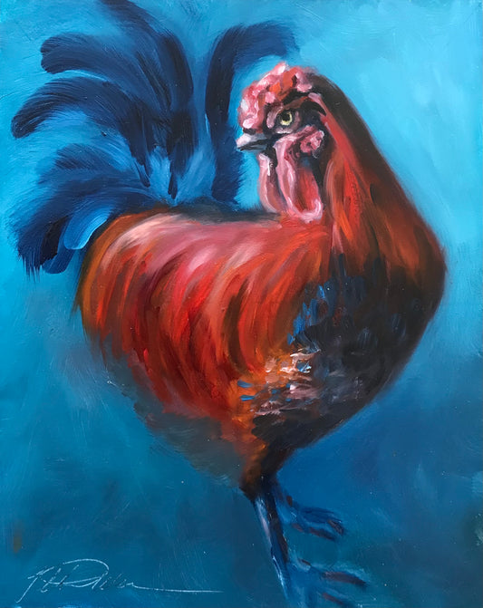 "Rooster" Original Oil Painting 8" x 10"