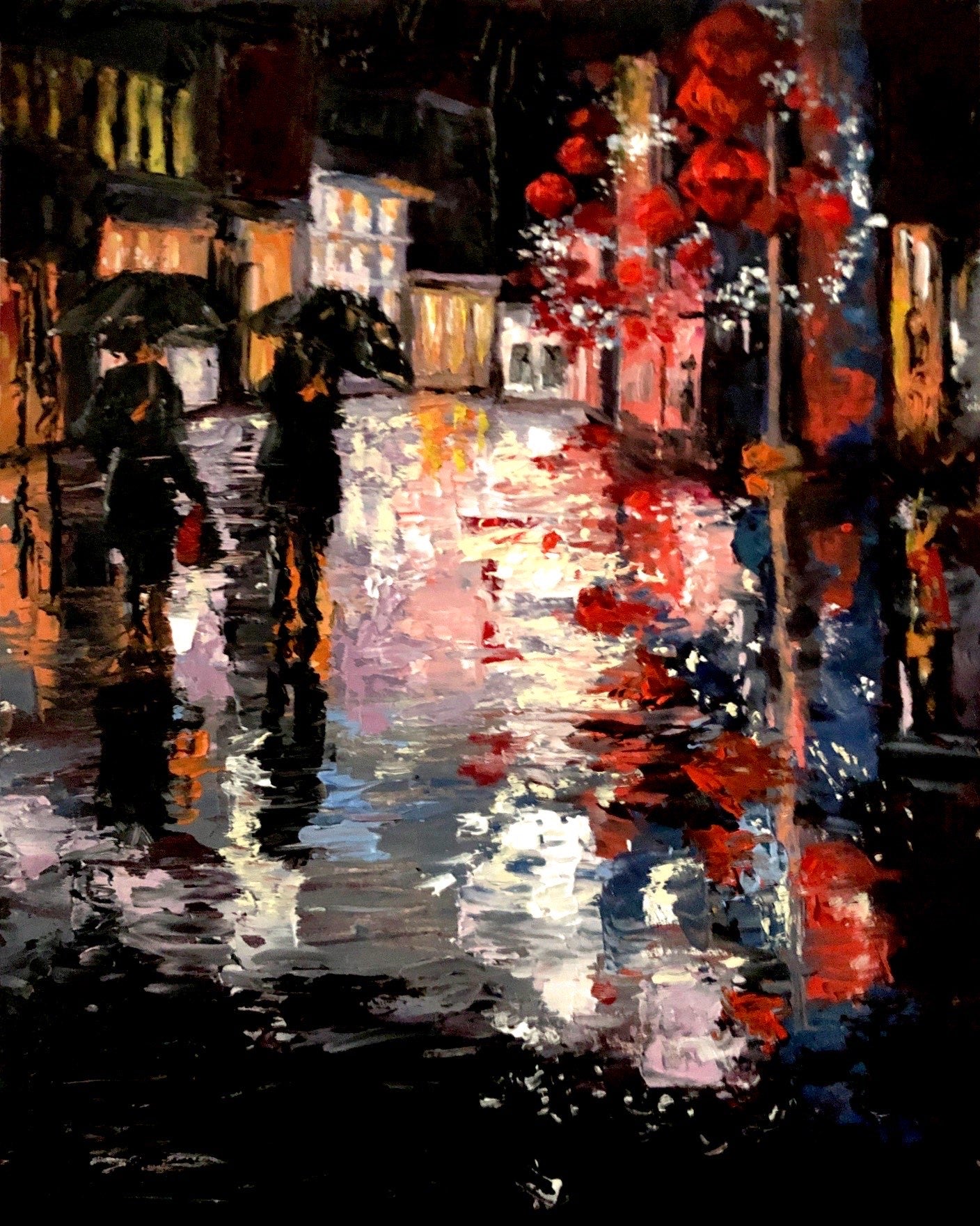 "Rainy City" Original Oil Painting 8" x 10"