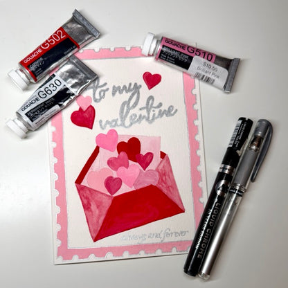 1/16/2025 - Valentine's Cards- Gouache And Fine Art Pens