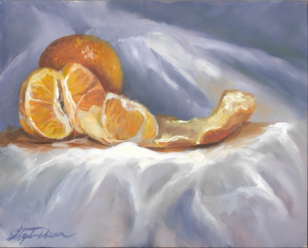 "Orange Still Life" original oil painting 8x10"