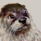 "Reflective Encounter: Otter's Gaze" Original Oil Painting 8x10"