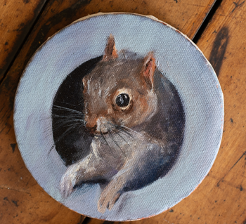 "Portraits of Curiosity: Animals Through the Porthole Collection" 4 Original Oil Paintings 5" x 5"