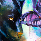 "Ethereal Encounter: Panther and the Kaleidoscope" Original Oil Painting 8x10"