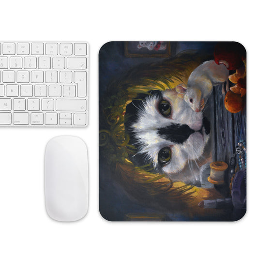 "Are You Safe Or Trapped" Cat and Mouse pad