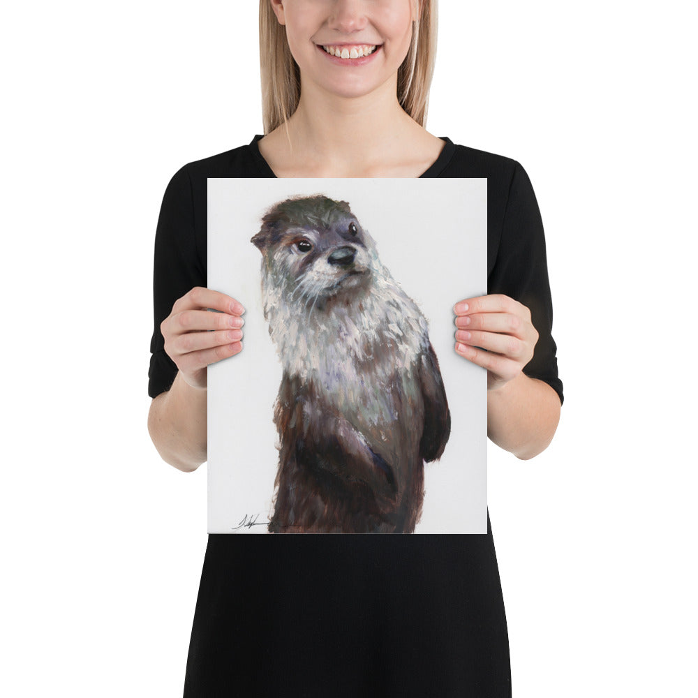 "Reflective Encounter" Otter Artwork Print on Premium Photo Paper