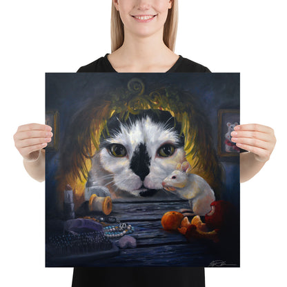 "Are You Trapped or Safe" Cat and Mouse Print On Premium Luster Photo Paper