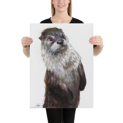 "Reflective Encounter" Otter Artwork Print on Premium Photo Paper