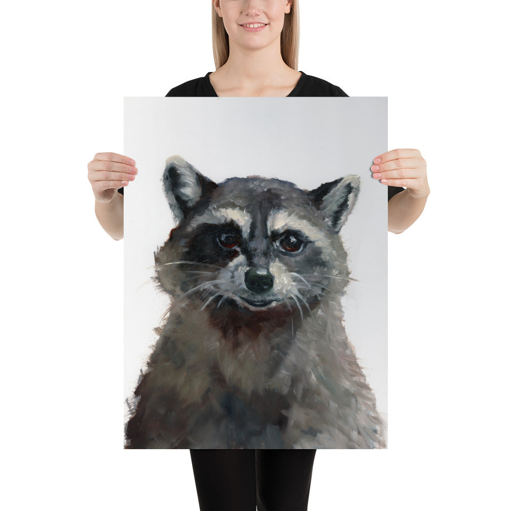 Gaze of Mischief: Raccoon's Encounter"  Raccoon Art Print on Premium Luster Photo Paper