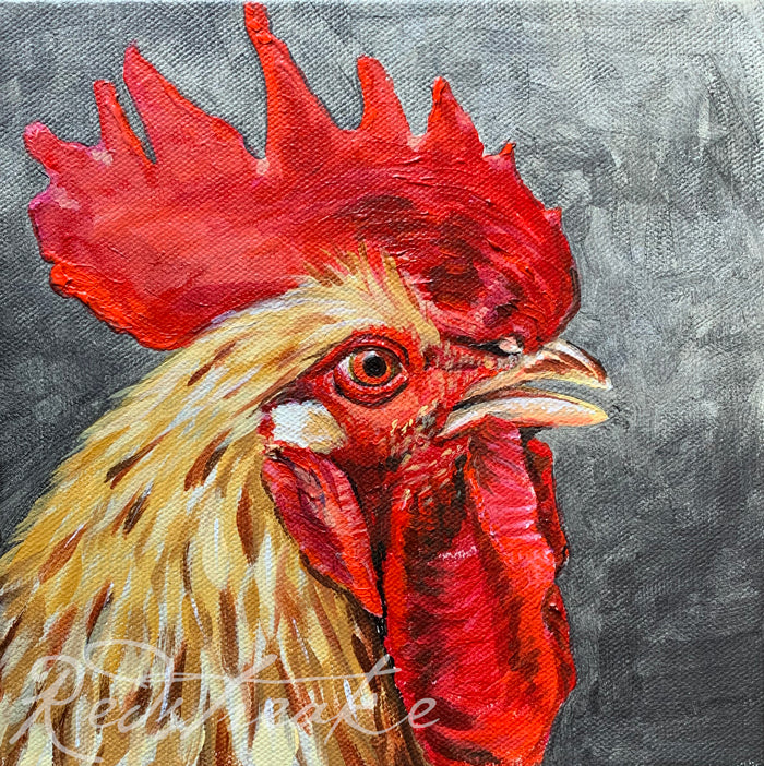 Acrylic painting class Huntsville Alabama of a Rooster