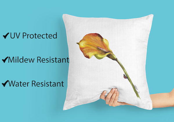 Calla Lily with Lady Bug Indoor Pillow and Outdoor Pillow