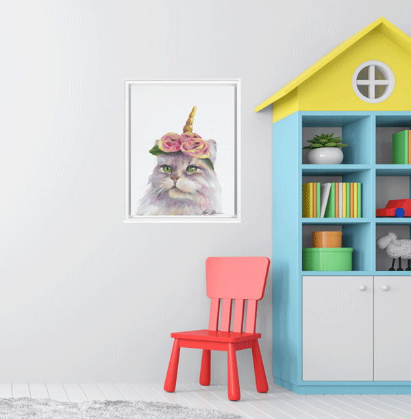 Cat Unicorn Framed Premium Print on Canvas