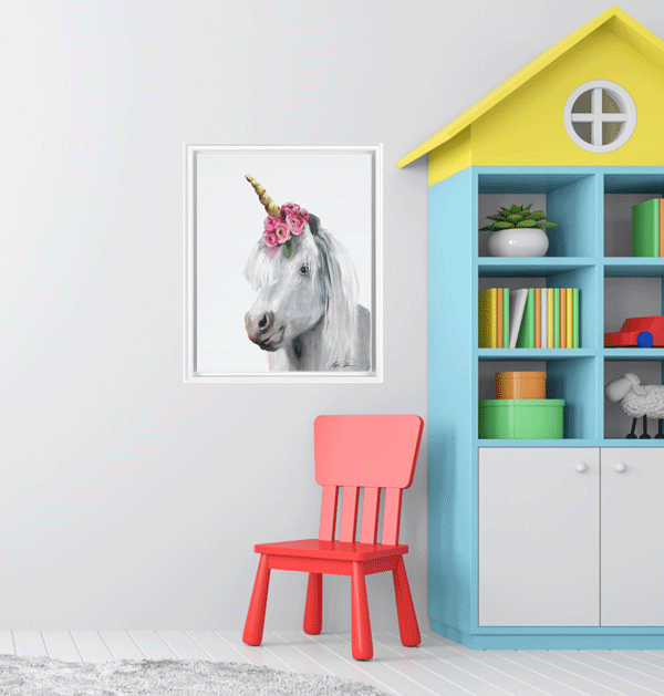 Pony Unicorn Framed Premium Print on Canvas